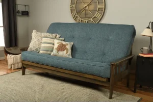 Somette Tucson Queen-size Futon Set in Rustic Walnut Finish with Linen Mattress